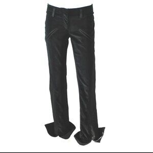 Roberto Cavalli Black Trousers With Velvet Front Panels & Upturned Cuffs - Italy